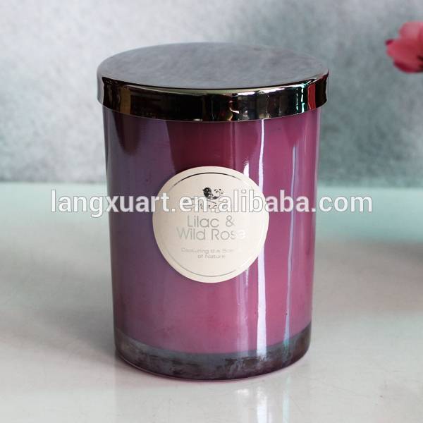 Super Lowest Price Candle Holder Black - 8 oz spray paint lilac glass jar with lid – Langxu