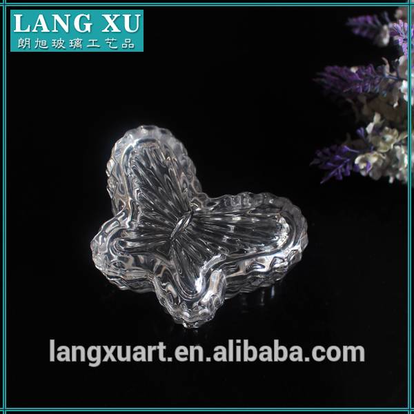 china wholesale Empty Glass Candle Jar With Wood Lid Manufacturers - LX-T051 butterfly shape mini crystal glass candy jar with glass lid – Langxu