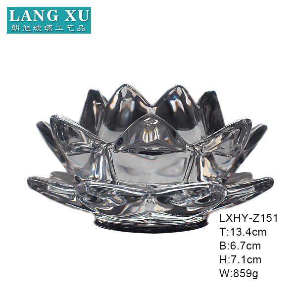 LX clear crystal lotus flower tealight candle holder flower shaped