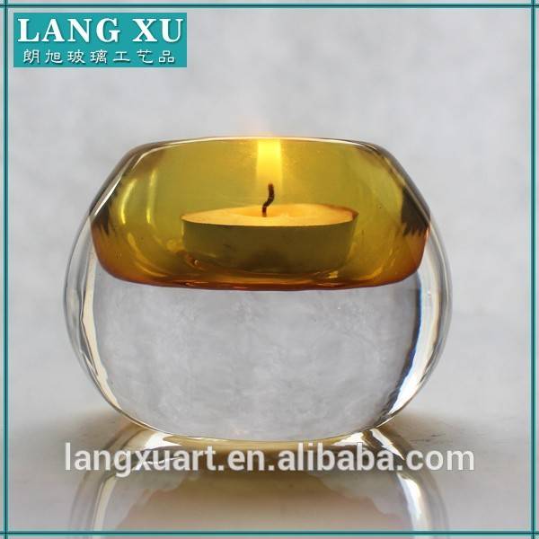 china wholesale Diamond Candle Holder - LX-Z195 thick bottom colored crystal glass globe tealight holders – Langxu