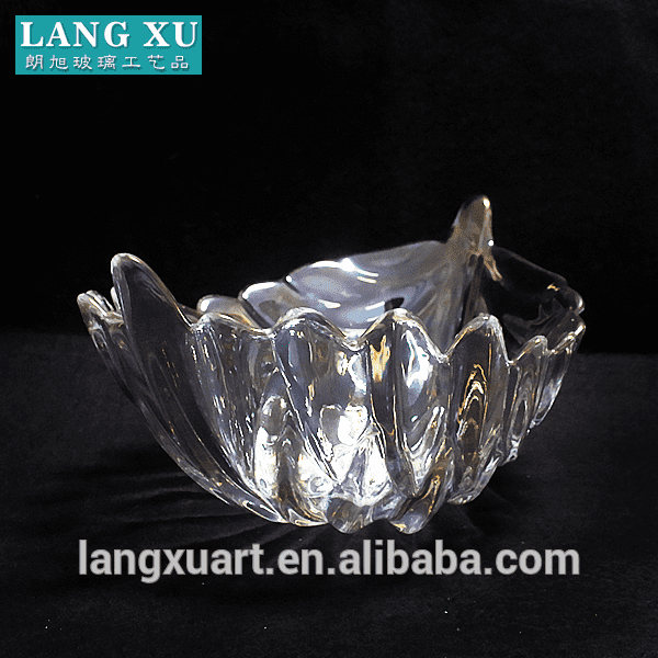 professional factory for Gold Rim Champagne Glass - LXHY0975 leaf shape large glass bowls with color box – Langxu