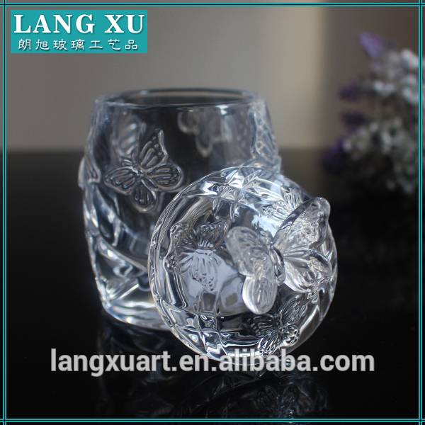 LX-T053 butterfly engraved christmas gift crystal mini glass candy bowl
