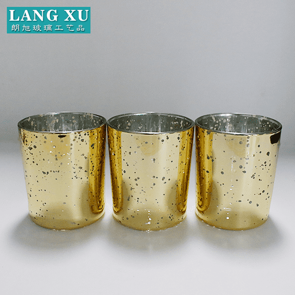 2018 8*9cm luxury cylinder gold surface silver spot glass candle holder