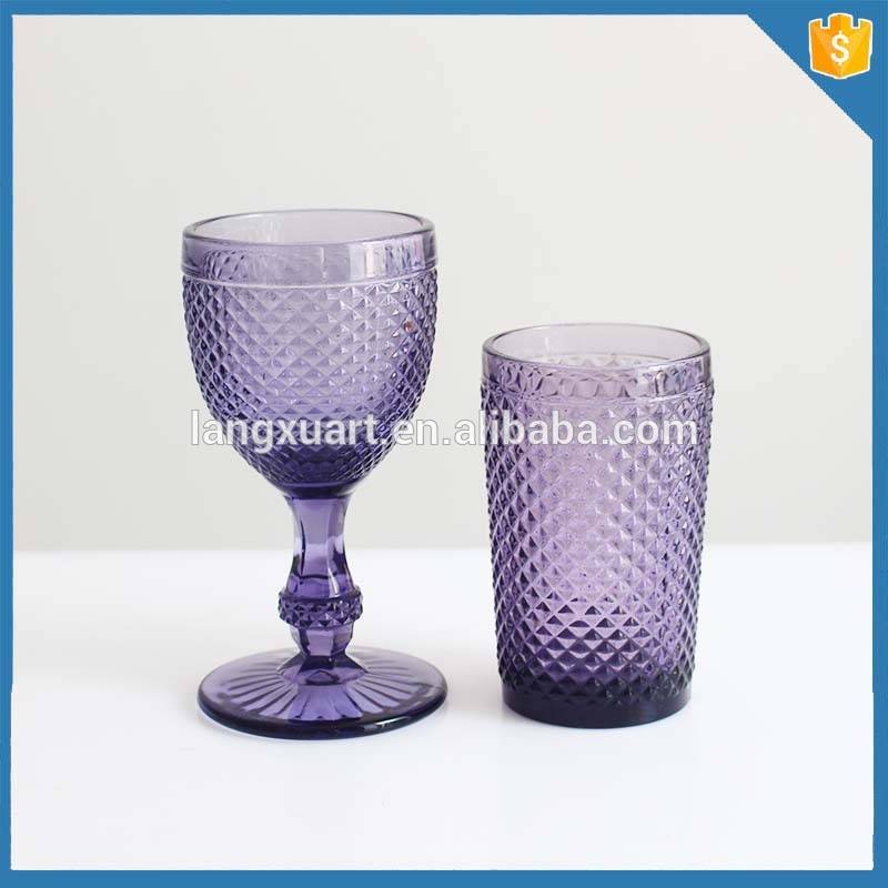china wholesale Rose Gold Wine Glasses Factory - crystal pineapple pattern cheap colored glass goblet – Langxu