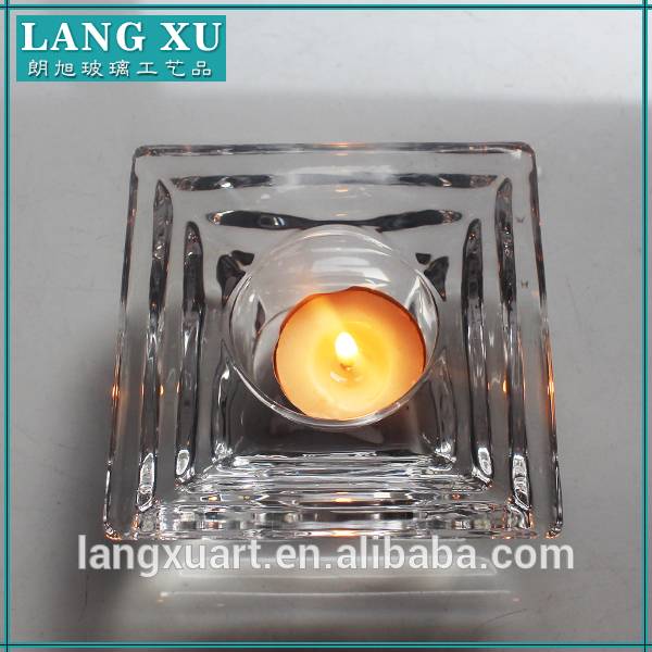 china wholesale Wedding Candle Holders Suppliers - 3 layers square bowl shape clear glass crystal centerpieces votives candle holders – Langxu