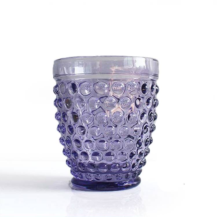 china wholesale China Glass Candle Holders - LX-Z059 hot sale purple color glass drinkware hobnail glass – Langxu