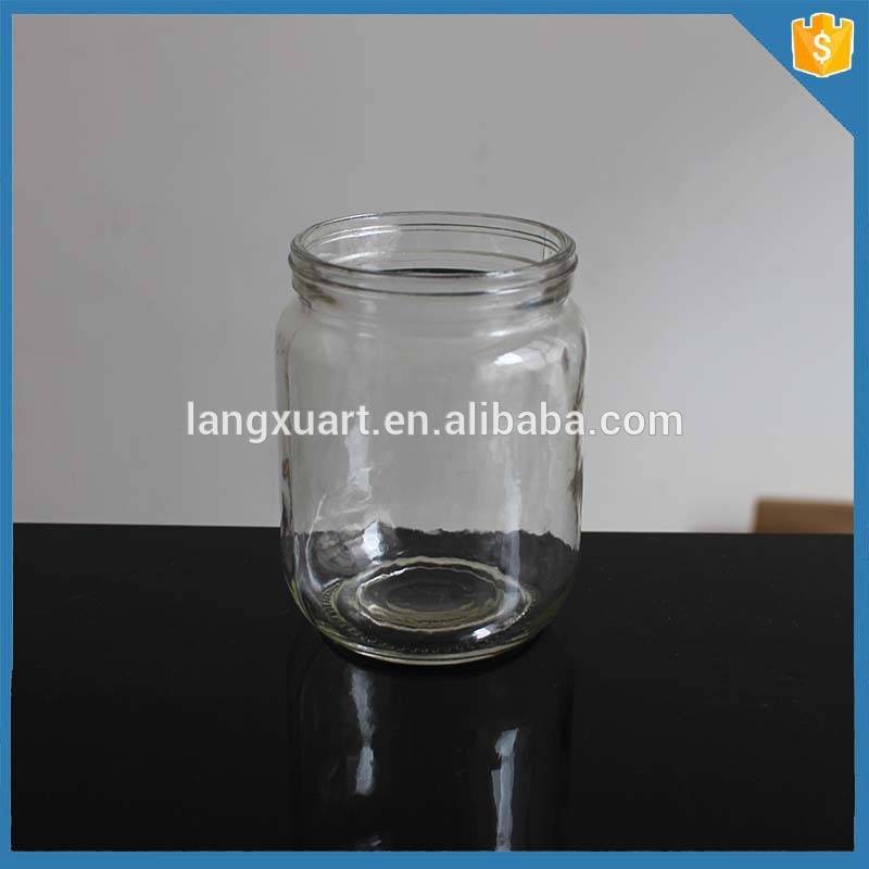 china wholesale Geo Cut Glass Candle Jar Factories - 500ml glass cylinder metal lid mason jar without handle – Langxu