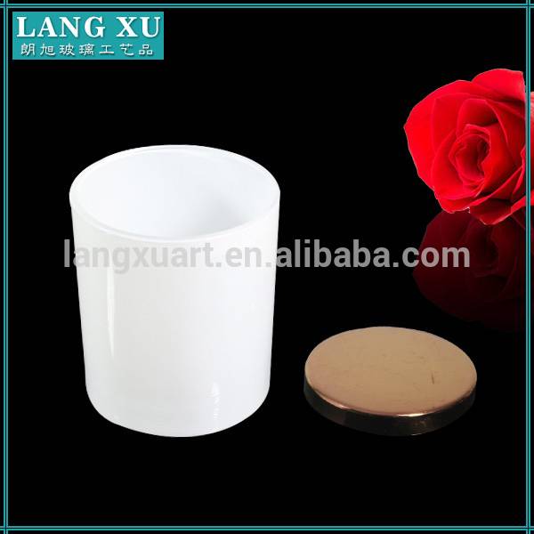Wholesale decorative white colored glass containers for candles