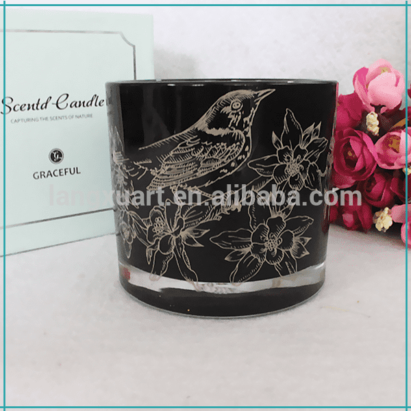 china wholesale Unique Candle Jars quotes - Unique design black color recycled glass luxury candle jars – Langxu