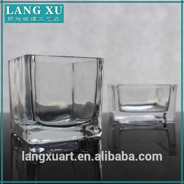 china wholesale Decorative Candle Holders pricelist - LX-Z062 wholesale square glass candle container – Langxu