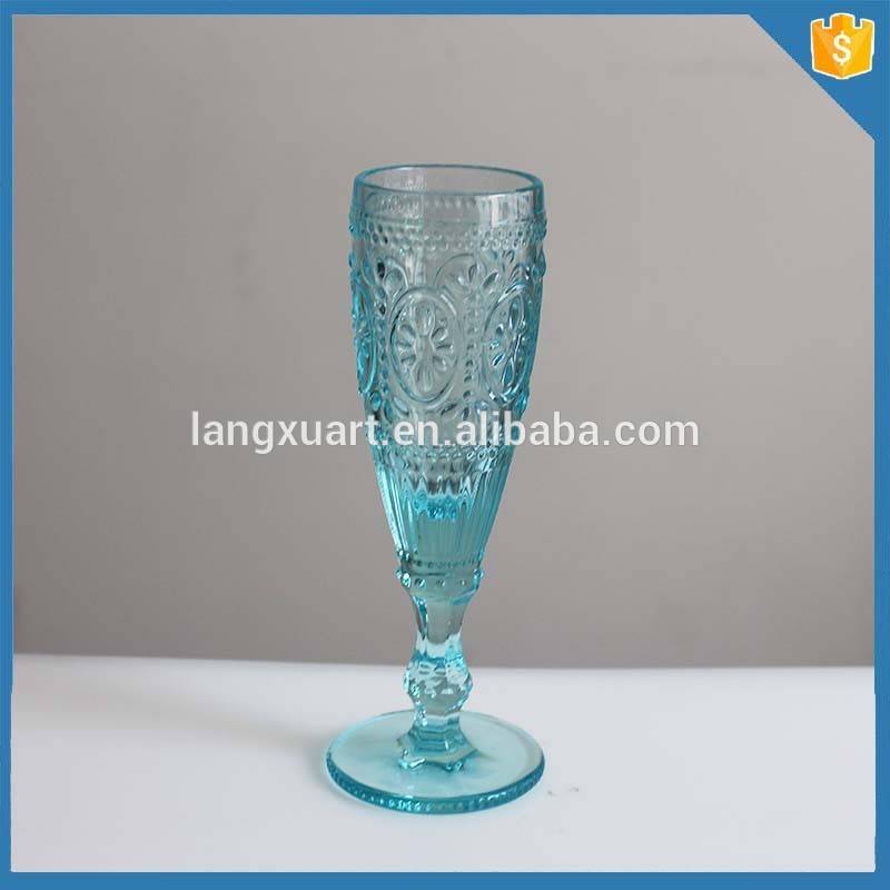 china wholesale Wine Glass Cup pricelist - Glassware manufacturer color embossed glass champagne flute – Langxu