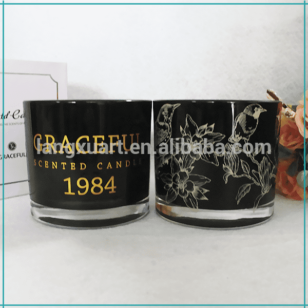 Glass Candle Jar quotes - 10*9 cm luxury custom printed black candle jars with lid – Langxu