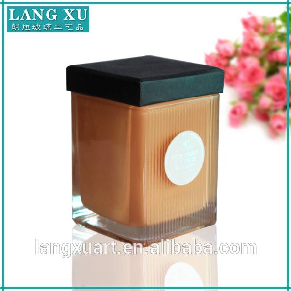 china wholesale Candle Holder Gold quotes - new design orange colored glass candle jar glass candle container with lid – Langxu