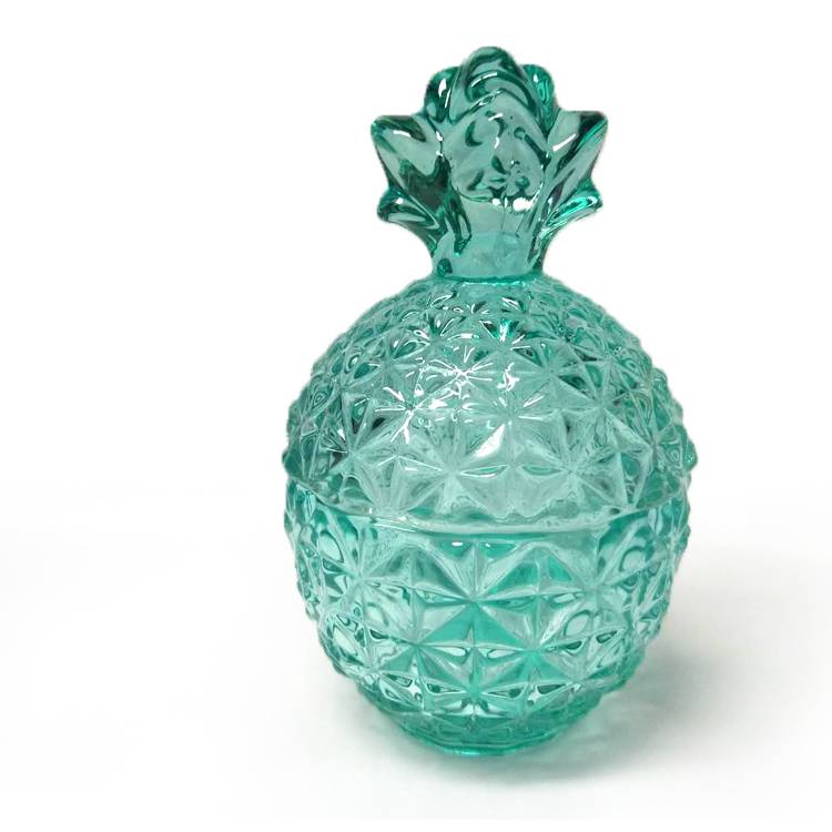 pineapple shape containers semi transparent light green candle jar glass with lid