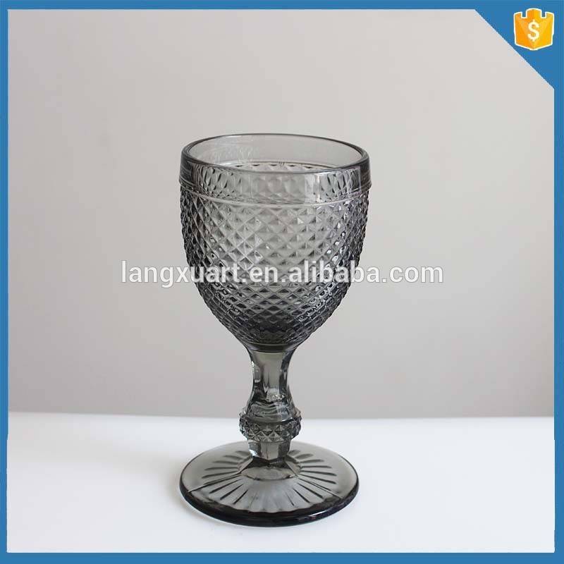 Manufacturer for Colored Wine Glasses - Solid grey colored hand pressed wine wholesale glass water goblet – Langxu