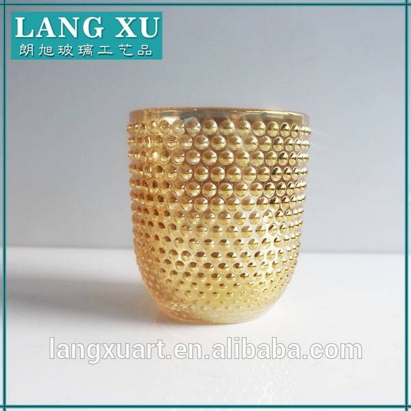 LX-Z207 beaded crystal glass round bottom decorative gold candle holder