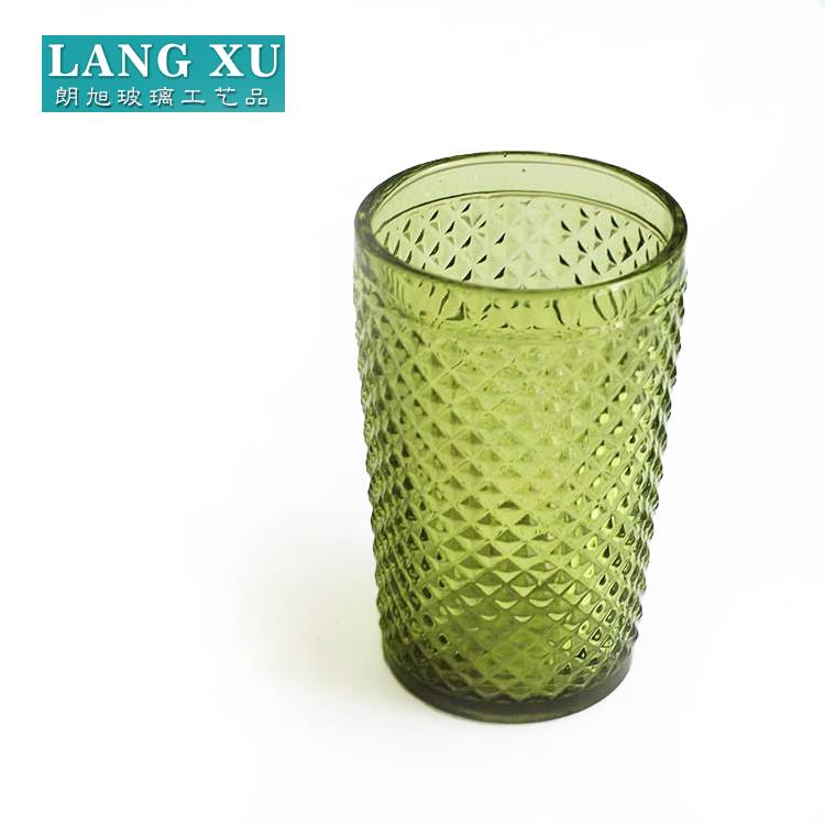 OEM/ODM China Engraved Wine Glass - LXHY-T018 drinking ware diamond pattern highball coloured glass tumbler – Langxu