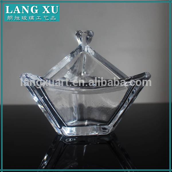 china wholesale Amber Glass Candle Jar - Fashional design mini unique shape triangle glass jars with glass lid – Langxu