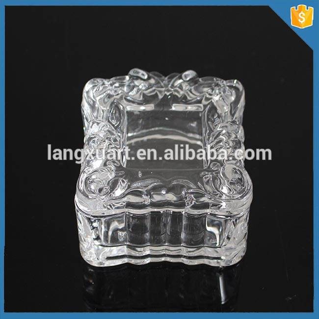 china wholesale Black Candle Jars With Lids - crystal clear glassware square transparent sweet candy glass jar with lid – Langxu