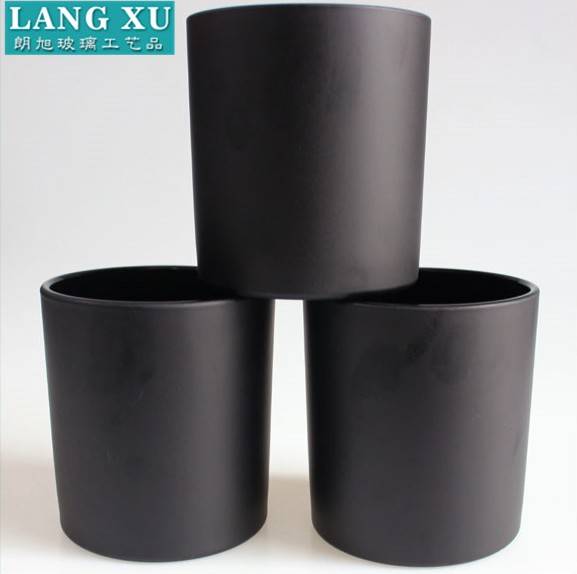 china wholesale Wedding Candle Holders Manufacturers - 360ml 9*10cm and 270ml 8*9cm matte black cylinder empty glass candle holder wholesale – Langxu