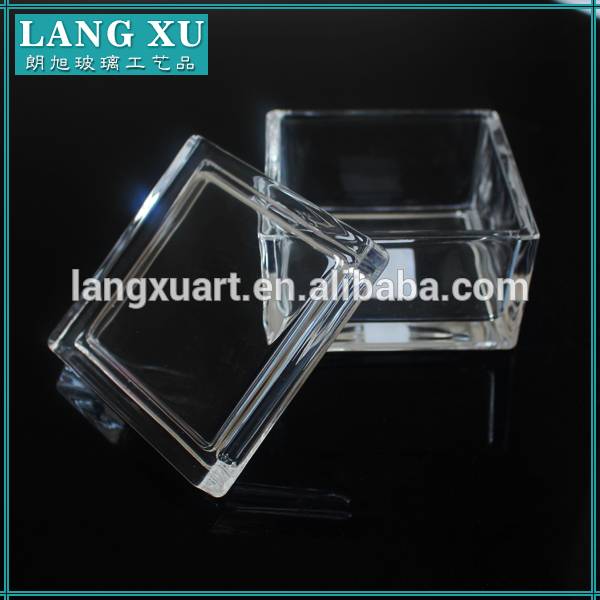 china wholesale Black Glass Candle Jar Suppliers - home goods clear crystal sqaure square glass jar with lid glass jar – Langxu