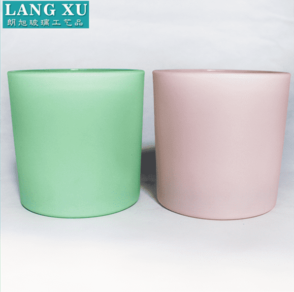 china wholesale Antique Candle Holder quotes - LX-10*10 12 OZ home decoration matte frosted candy colored glass candle jar – Langxu