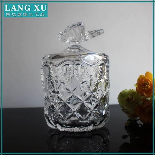 LXHY-T102 1113g free sample sugar storage suqared glass candy jar with lid