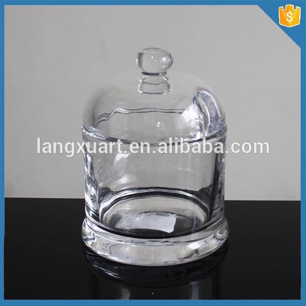 china wholesale Black Glass Candle Jars - wholesale crystal container glass jar with lid – Langxu