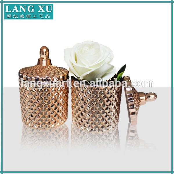 Frosted Candle Jars Suppliers - Wholesale vintage gold glass candle jars containers – Langxu