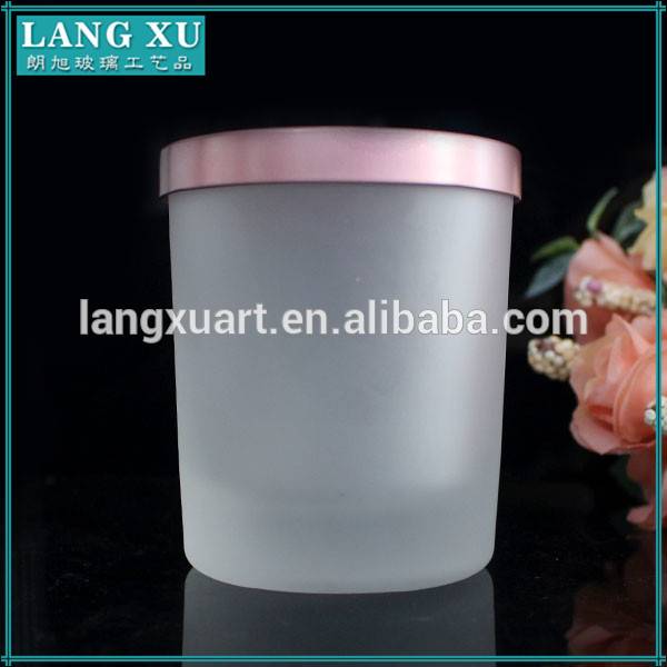 Black Candle Jars With Lids Factory - OEM logo 7*8 frosted glass candle jar with rose gold lid – Langxu