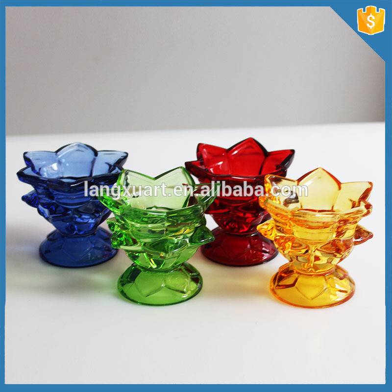 Bottom price Mirrored Candle Holder - Crystal lotus flower shaped wholesale glass pedestal candle holder – Langxu