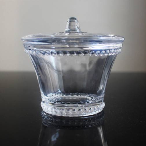 china wholesale Matte Grey Candle Jar Suppliers - LX-T075 decorative glass sugar crystal candy bowls with lid – Langxu