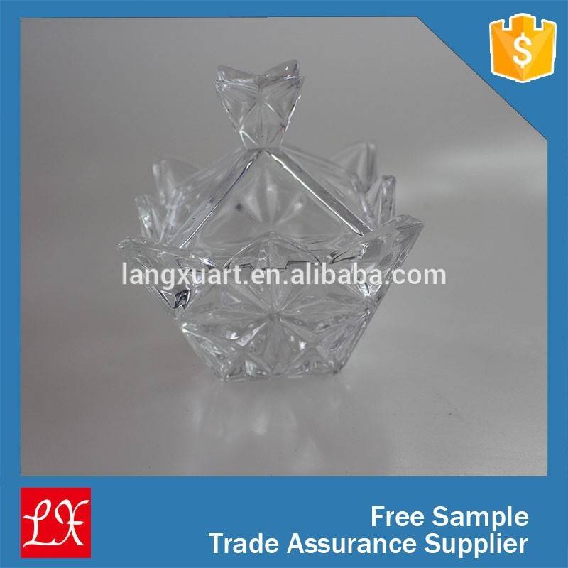 china wholesale Black Candle Glass Jar quotes - small triangle cut diamond glass candle jars with lids – Langxu