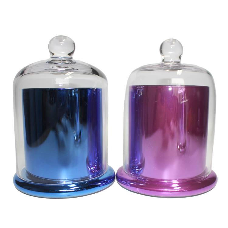 Luxury Black Candle Jar Factories - copper candle holder purple blue silver gold bell jar glass – Langxu