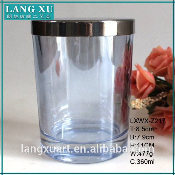 Manufacturer of Glass Candle Holder With Lid - LX-Z217 machine pressed pink blue wax candle cup colored candle jars glass – Langxu