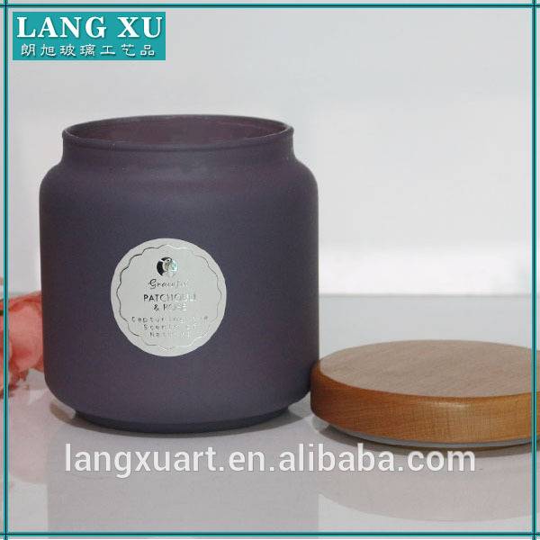 Frosted Glass Candle Jar With Lid Suppliers - glass candle jar with wooden lid wholesale colored glass candle container – Langxu