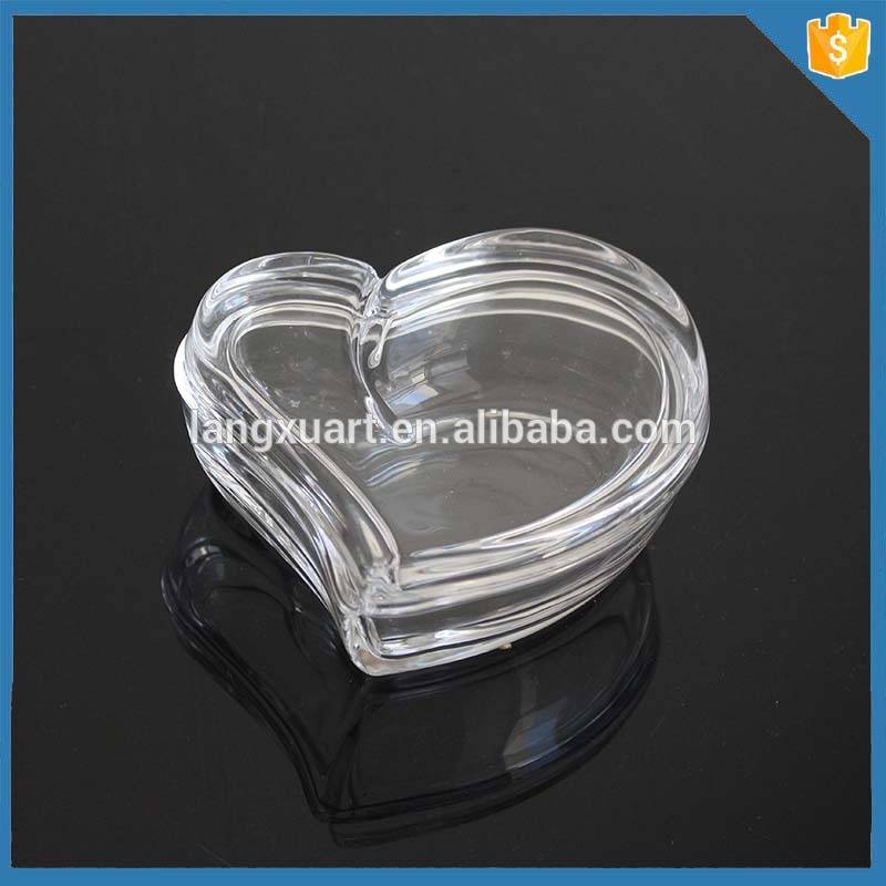 Cute small crystal decorative glass heart box for chocolate