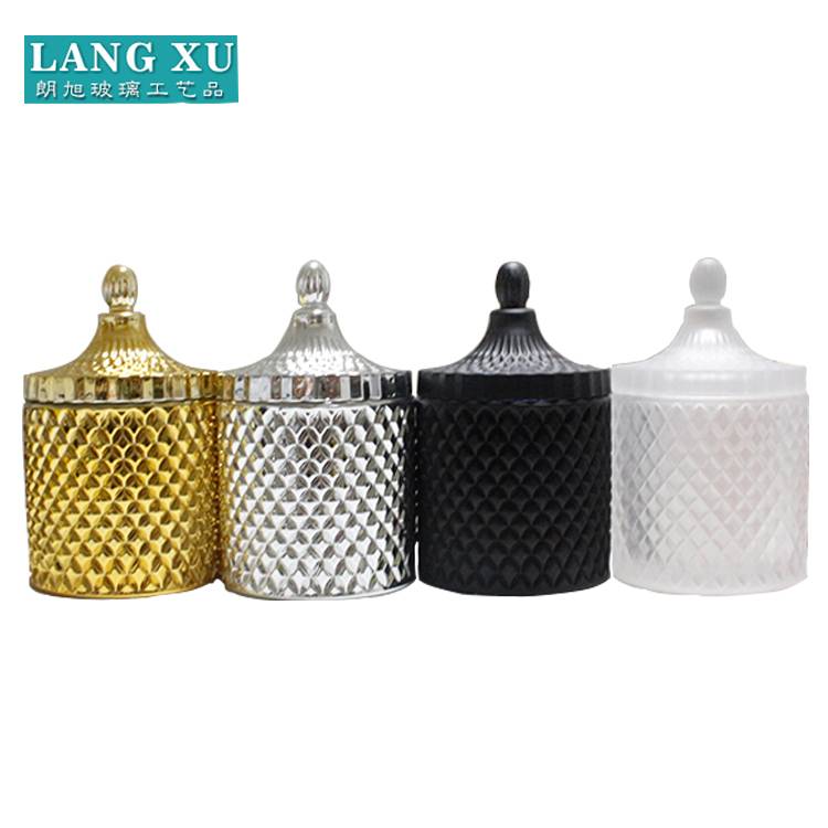 china wholesale Matte Grey Candle Jar Manufacturers - Hand pressed Langxu wholesale frosted glass candle jars with lids – Langxu