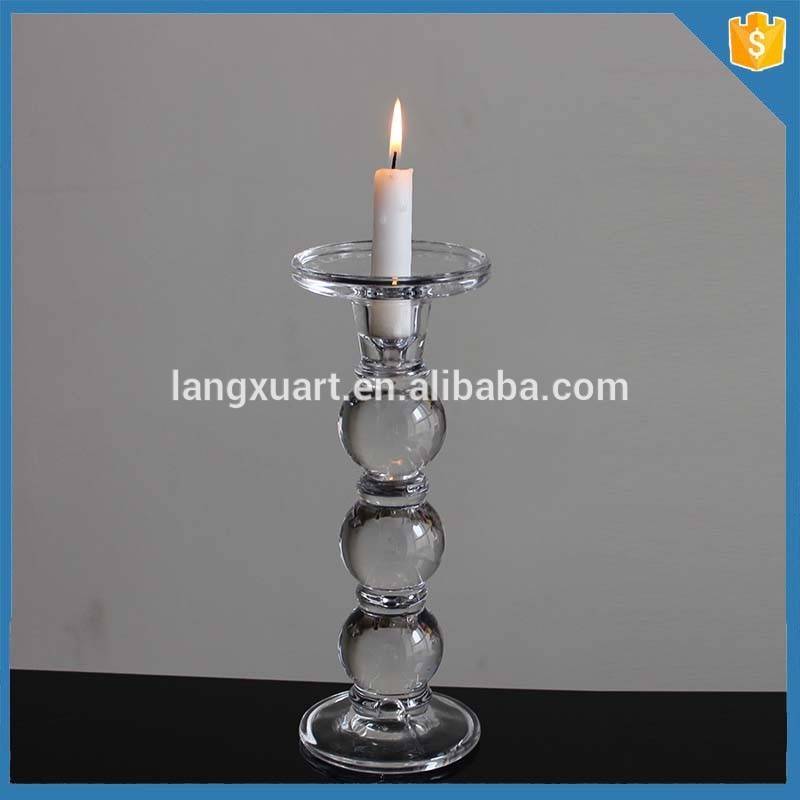 Factory source Decorating Candle Holders - Wedding Decoration 24cm Tall Candlestick Bead Crystal Glass Pillar Candle Holder – Langxu