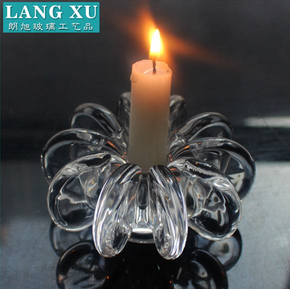 mexico chrysanthemum shaped clear glass candle holder