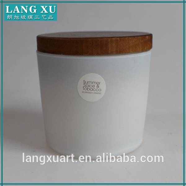 Wholesale white colored glass jar candle container for wax