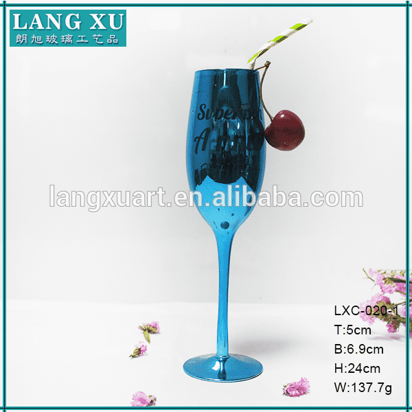 Empty Glass Candle Jar With Wood Lid Suppliers - Blue wholesale 200ml champagne flutes champagne goblets – Langxu
