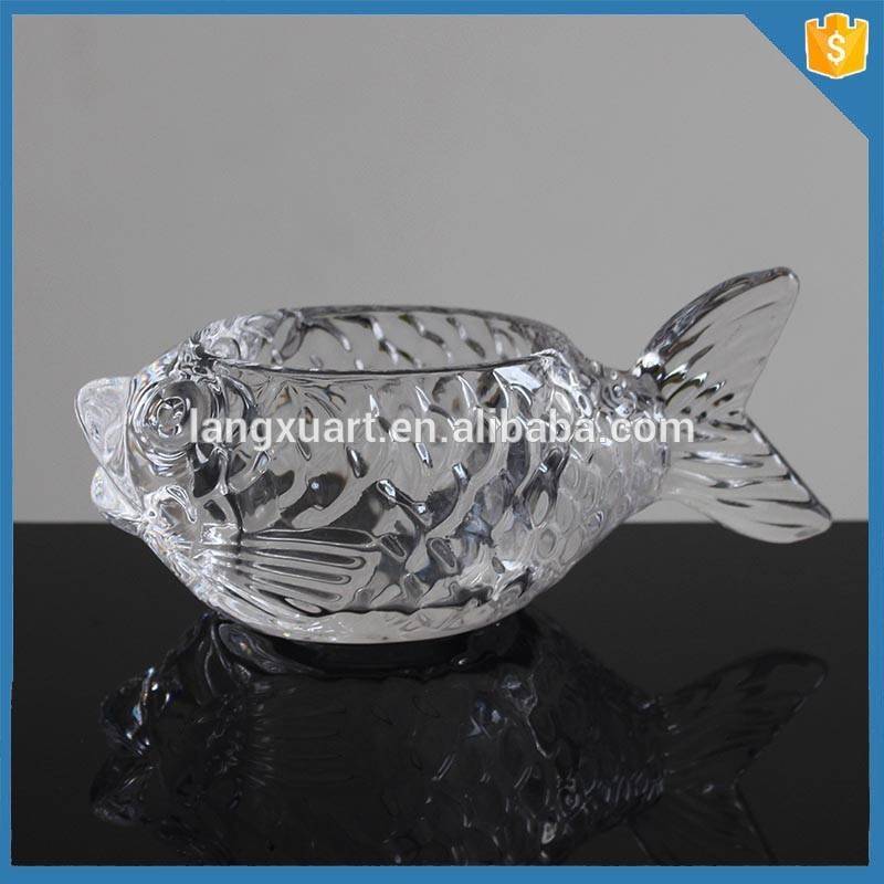 china wholesale Tall Candle Holder quotes - Crystal glass vintage candle holder in fish shape – Langxu