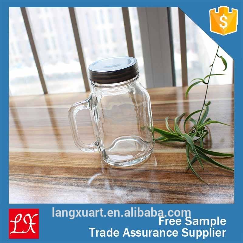 16oz clear glass embossed drinking glass acrylic mason jar with lid and straw