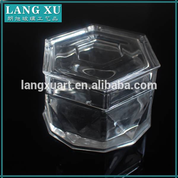 china wholesale White Frosted Glass Candle Jar Factories - LXHY-T0128 Middle East Classic hexagonal Glass candy jar – Langxu