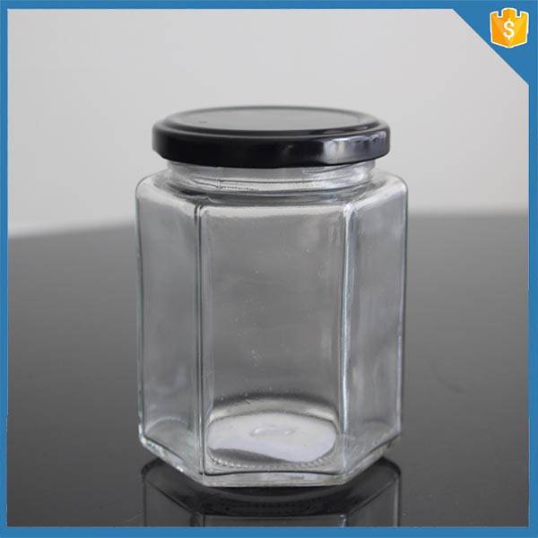 Glass Candle Jars With Wooden Lids pricelist - Hexagon Jar Glass for Honey Jam Gar with Metal Lid – Langxu