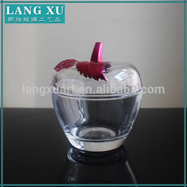 china wholesale Glass Jar For Candle With Lids - apple shaped small glass jars with glass lid – Langxu