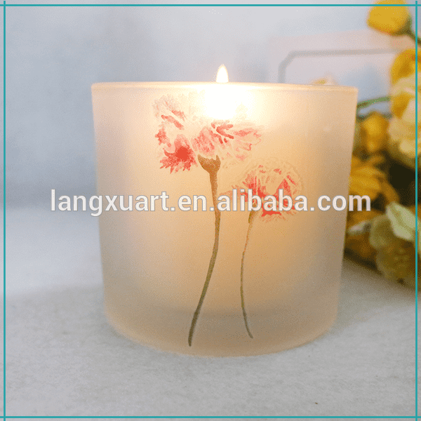 Empty Glass Candle Jar With Wood Lid Factories - LX-067T matte white flower leaf glass holder for votive candle – Langxu