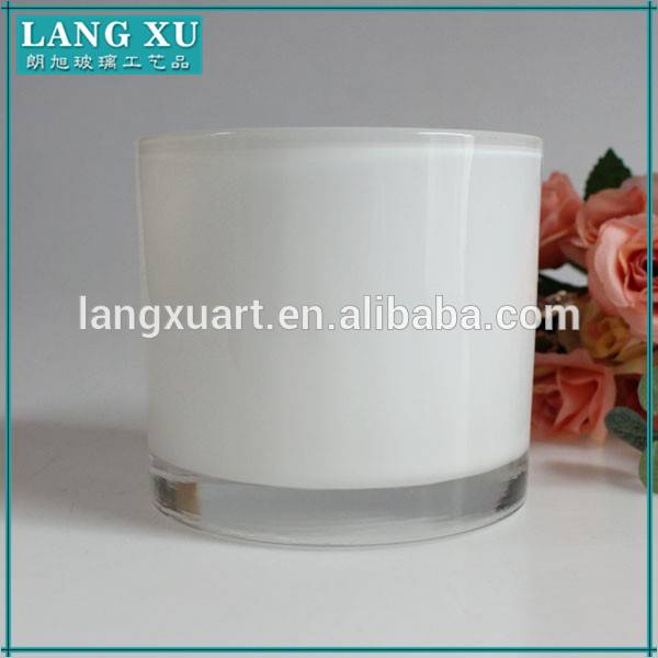 Marble Candle Jar Factories - LXSX-GB067White glass candle cup holder – Langxu