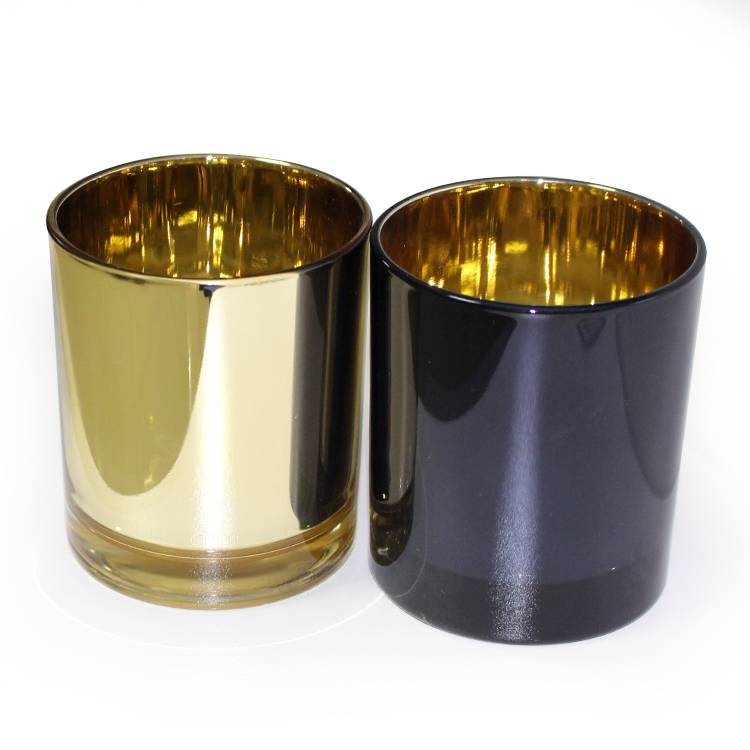 FSC90100 wax capacity 12oz black gold glass massage candle jar